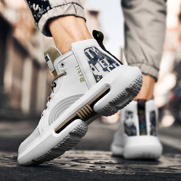 

high men's sho 2021 casual board thick bottom trendy basketball soft elastic high sports