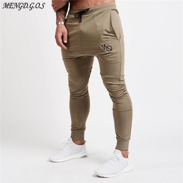 

cotton fashion men's trousers joggers gym fitness sports pants streetwear casual clothing, Black