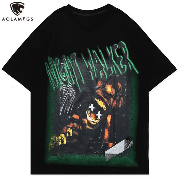 

men's polos aolamegs men's t-shirt rock hip hop black printing letter shirts summer of large casual high street legal hipster stre, White;black