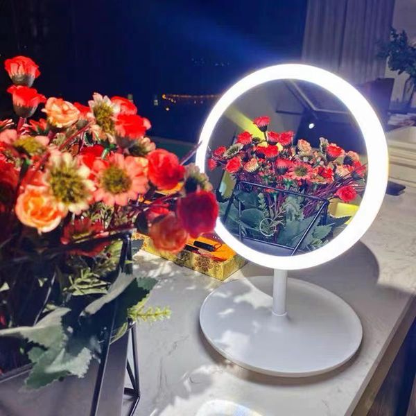 

compact mirrors portable led light makeup mirror chargeable adjustable tabledesk storage cosmetic touch dimmer vanity magnifying