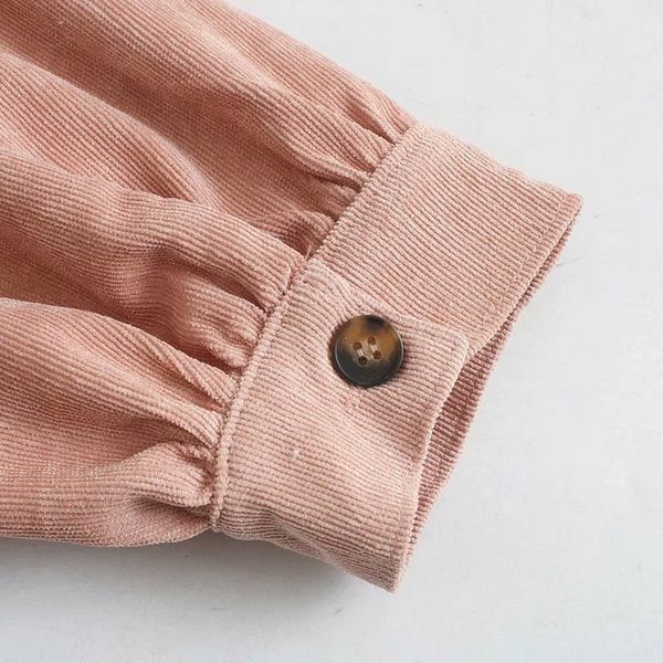 

2021wixra corduroy dresses womens turn-down collar sweet chic short clothing loose shirts ladies spring autumn, Black;gray