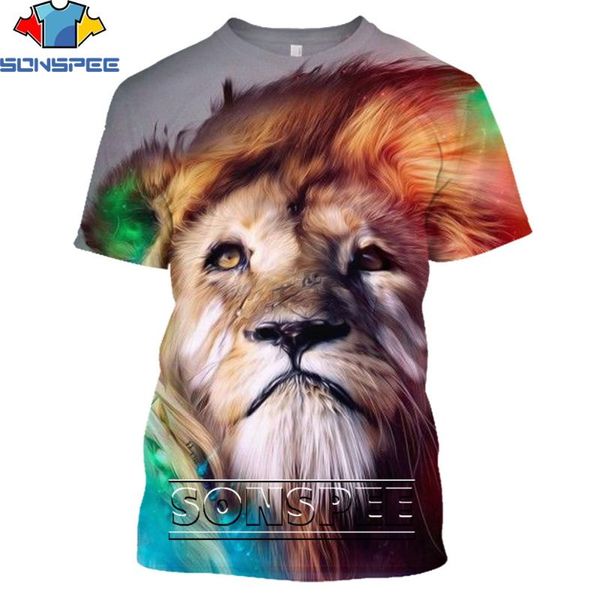 

men's t-shirts sonspee lion 3d print fashion casual men tshirt harajuku short sleeve streetwear clothing, White;black