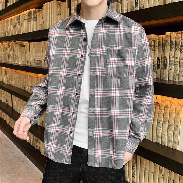 

men's casual shirts spring long shirt male plaid youth, White;black