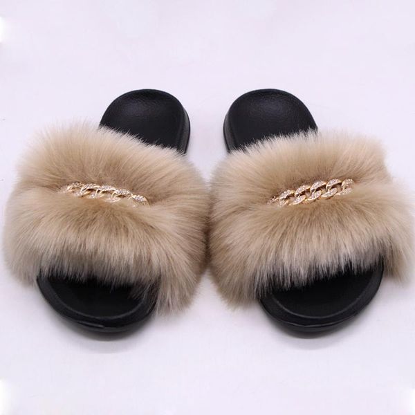 

woman vulcanize shoes white heels ladies and sandals luxury faux fur slides women 2021 wedge slippers, Black
