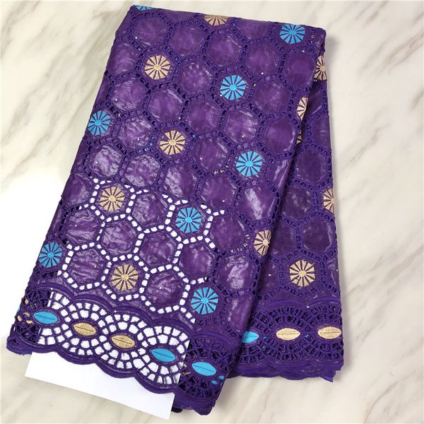 

5yards/lot purple bazin brocade lace fabric african cotton material embroidery for dressing pl71272, Black;white