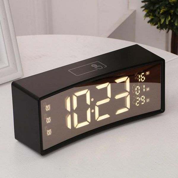 

other clocks & accessories multifunction alarm clock curved mirror led suspension sense font electronic digital snooze deskdecoration