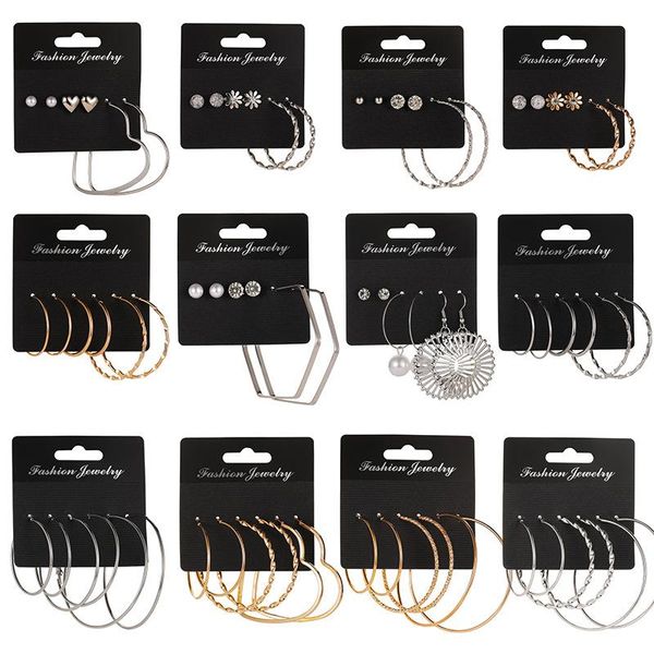 

fashion oversize hoop earrings set gold color round circle women's diy big hoops crystals brincos jewelry & huggie, Golden;silver