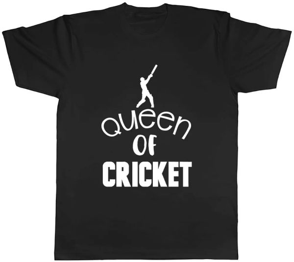 

Queen of Cricket Mens Unisex T-Shirt Tee, White;black