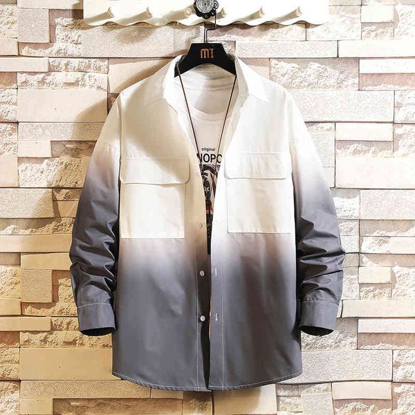 

men's jackets mark spring long sleeves new flannel collar korea shirt-style shirt for male plaid harajuku clothes 7rkn, Black;brown