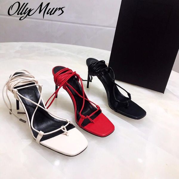 

ollymurs for woman genuine leather women's shoes high heels sandals brand, Black