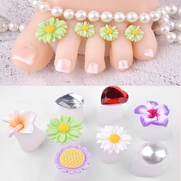 

8pcs/set silicone toe separators foot spacers for home and salon use daisy flower shape waterdrop pedicure diy nail art tool1