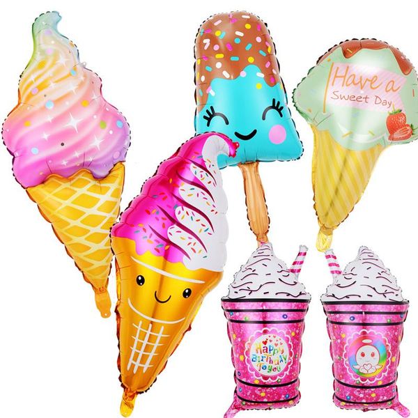 

party decoration 1pc ice cream cone popsicle series aluminum film balloon children's theme birthday holiday atmosphere