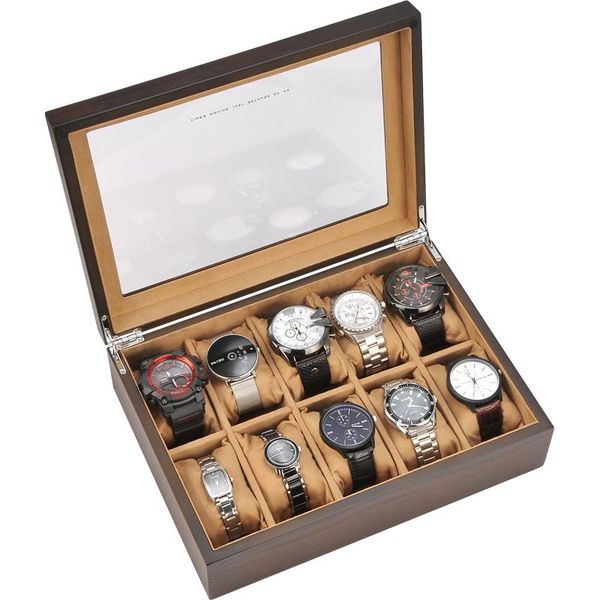 

watch boxes & cases 10 slots fashion men home wooden box organizer storage 200910-04, Black;blue