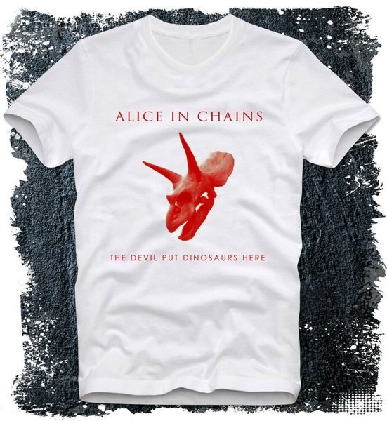 

t-shirt alice in chains the devil put dinosaurs here grunge alternative heavy, White;black