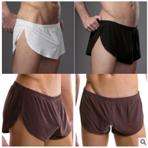 

men's underwear milk silk loose pants split breathable aro pajamas, Black;white