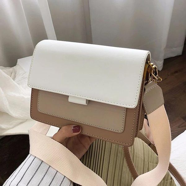 

evening bags contrast color pu leather crossbody for women 2021 travel handbag fashion simple ladies shoulder bag sac epaule