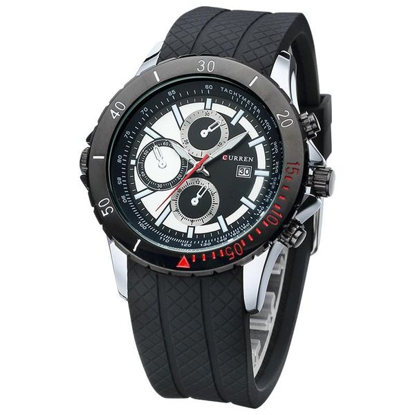 

wristwatches 2021 men gift men's watch waterproof quartz adhesive tape calendar mens watches top, Slivery;brown