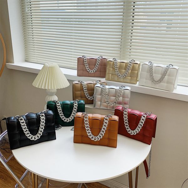 

luxury handbags new women's portable chain woven bag red ins texture single shoulder messenger bag
