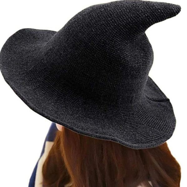 

stingy brim hats fashion solid hat halloween witch men's and women's wool knit diversified along the girlfriend gifts, Blue;gray