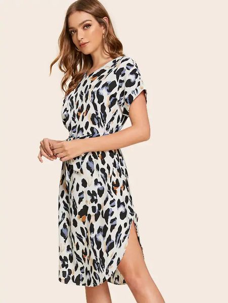 

factoryelxb dress leopard hem print bow, White;black