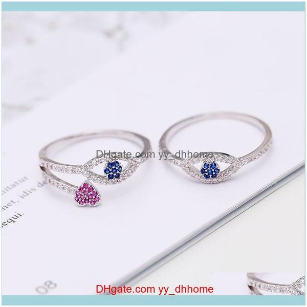 

band rings jewelryeuropean network celebrity trend personality fashion gold-plated eyes lucky charm devils eye love glasses couple ring drop, Silver