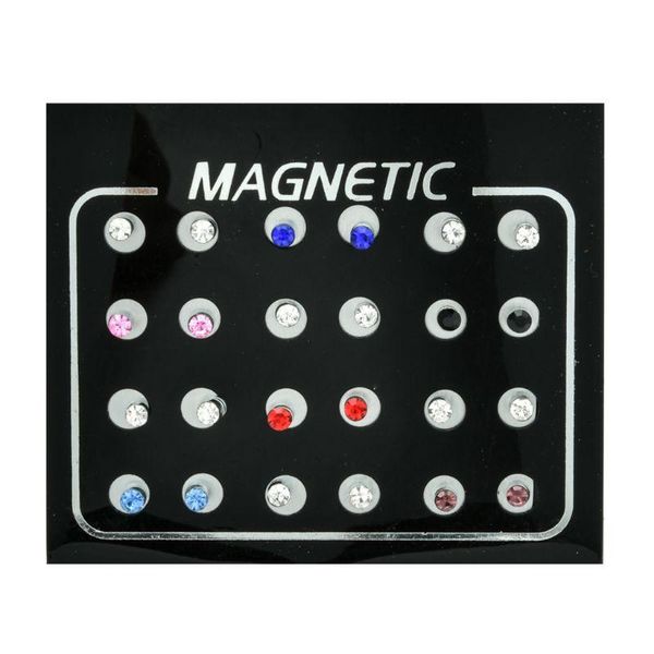 

stud 12 pairs mixed colors crystal rhinestone magnetic earrings non piercing clip-on fashion jewelry 264e, Golden;silver