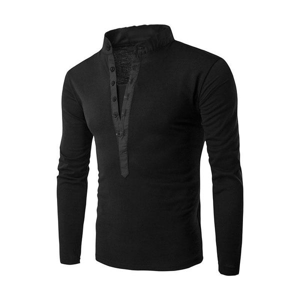 

men's t-shirts zogaa 2021 long sleeve shirt cotton round tie button slim solid color sports suitable for gym clothing, White;black