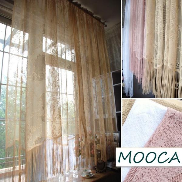 

curtain & drapes european style net yarn finished living room lace white beige