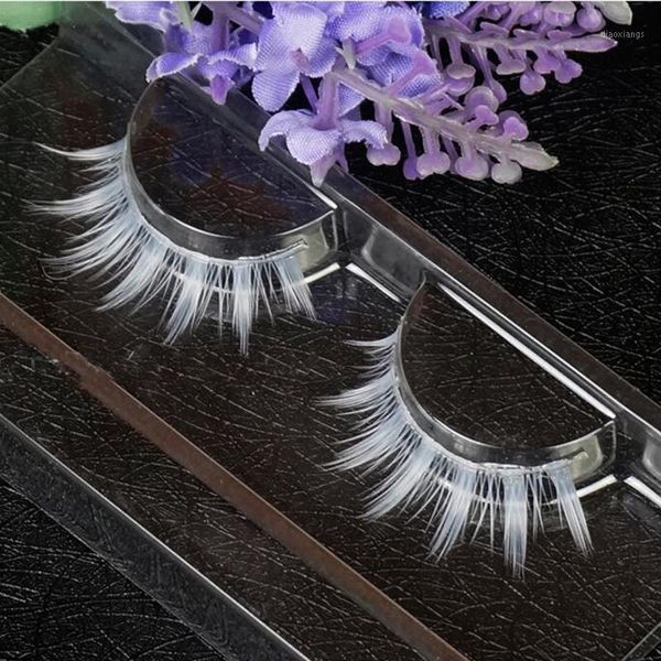 

white false eyelashes cosplay makeup natural long cross strip eye lashes tools1