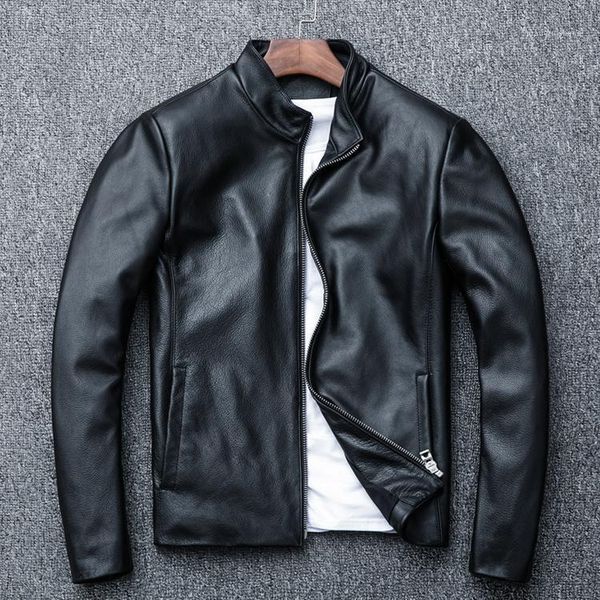 

men's leather & faux 2021 cowskin s-4x jacket coat, Black