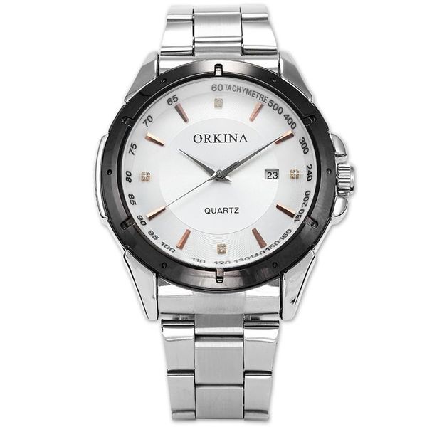 

wristwatches quartz watch mg. orkina stainless steel band japan movement miyota 2021 auto date display men's dress watches, Slivery;brown