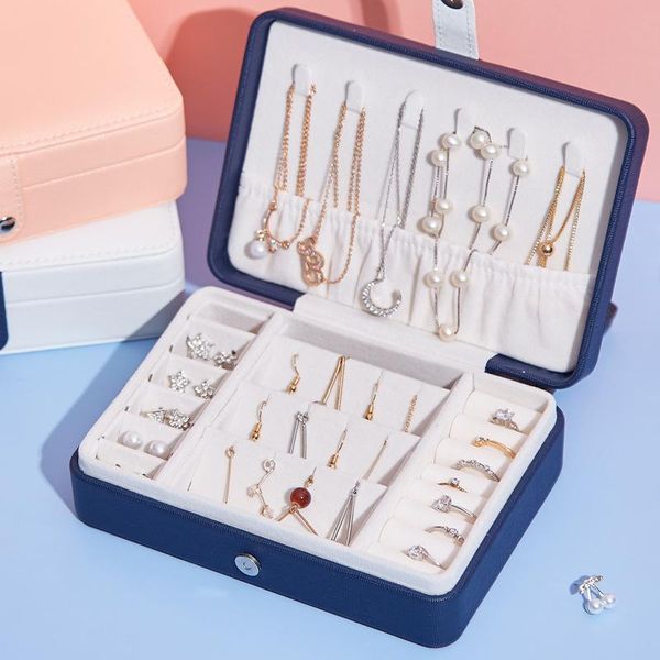 

jewelry pouches, bags box organizer earring storage wind portable earrings, Pink;blue