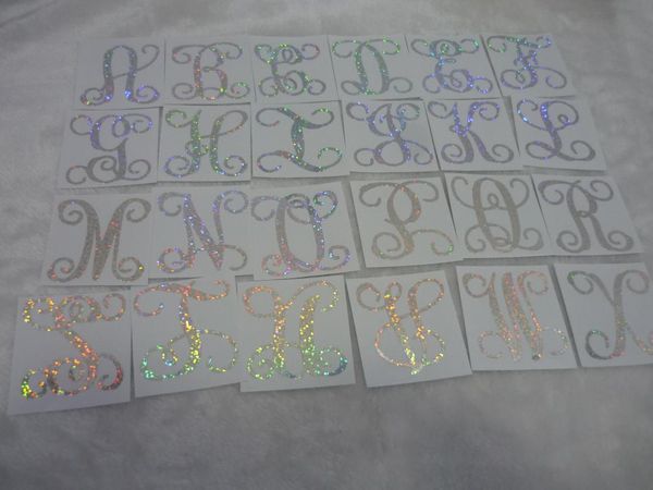 

large silver holographic glitter letter stickers kit gift wrap