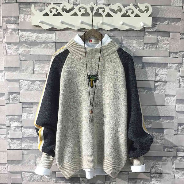 

sweaters knit large sweater men's autumn and winter coconut embroidery couple's loose half high neck women's, White;black