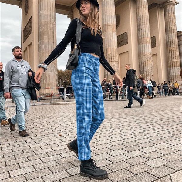 

women brandy aesthetic melville pant fashion vintage good fabric trousers cute lattice long pants designer korean leisure, Black