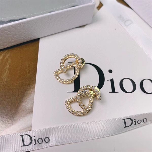 

75% off outlet online classic pearl letter front and back earrings female round face girl thin earrings 824o, Silver
