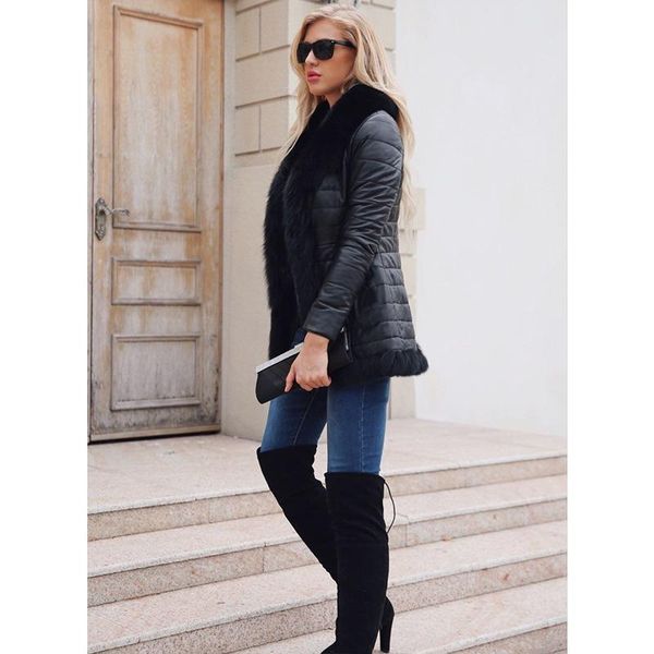 

women's jackets 2021 coat women winter jacket slim fur collar warm fashion sheep skin was thin av-t0711, Black;brown