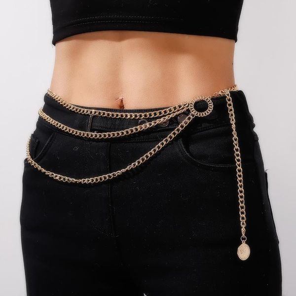 

belts fashion luxury alloy multi-layer waist chain exaggerated body female queen head retro street s elegant skirt waistbands, Black;brown