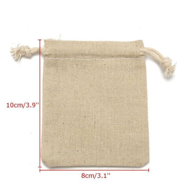 

gift wrap 50pcs durable small linen jute drawstring bags pouch wedding party favours sack 8x10cm