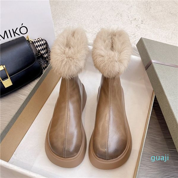

back zipper boots fashion british style short tube martin boots women's plush thickened boots children's winter new 1168, Black
