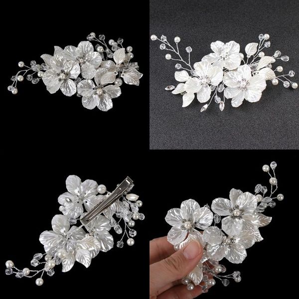 

hair clips & barrettes fashion bridal crystal pearl flower clip floral style barrette bride jewelry bridesmaid wedding accessories, Golden;silver