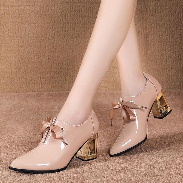 

boots womens patent leather ankle pointed toe fretwork heels pumps women spring black office shoes woman