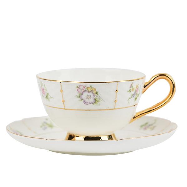 

cups & saucers european style coffee cup set luxury bone china ceramic retro tea flower white gift box tazas de cafe drinkware eb50bd