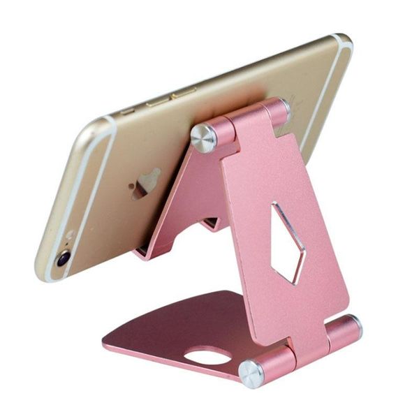 

double folding aluminum alloy mobile phone tablet stand, deskmini creative gift stand cell mounts & holders