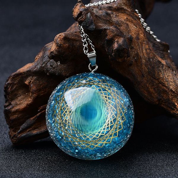 Erstaunliche blaue Orgon-Auge-Energiegenerator-Anhänger-Halskette, Kristall-Chakra-Geschenk