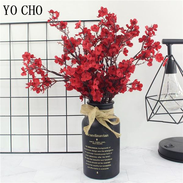 

decorative flowers & wreaths gypsophila artificial red 1 branch 4 forks baby breath fake plants long bouquet home wedding sprin