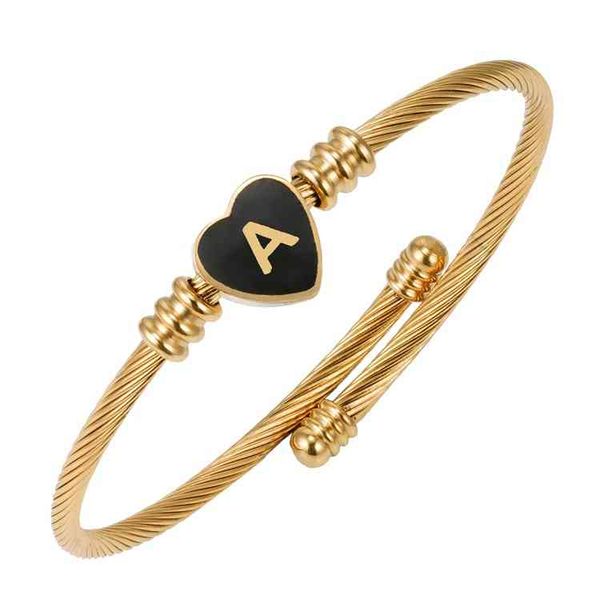 

18k gold stainls steel love bracelet titanium steel 26 english letters open bracelet, Golden;silver