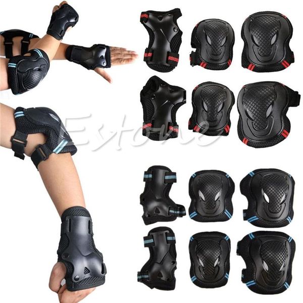 

6pcs set kids skating scooter elbow knee wrist safety pads gear &, Black;gray