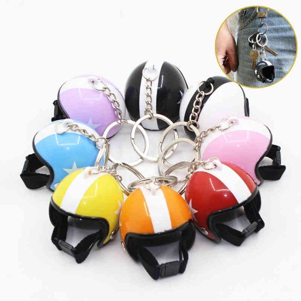 

motorcycle helmet keychain pendant cute car key chain ring for kids toy women bag jewelry gift decoration 2020, Silver
