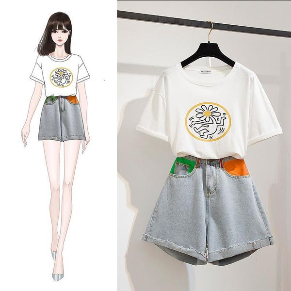 

women's shorts ichoix summer 2 ensemble and shorts set korean style 2 piece outfits beautiful girl short brim pants define clothes 2-b, White;black